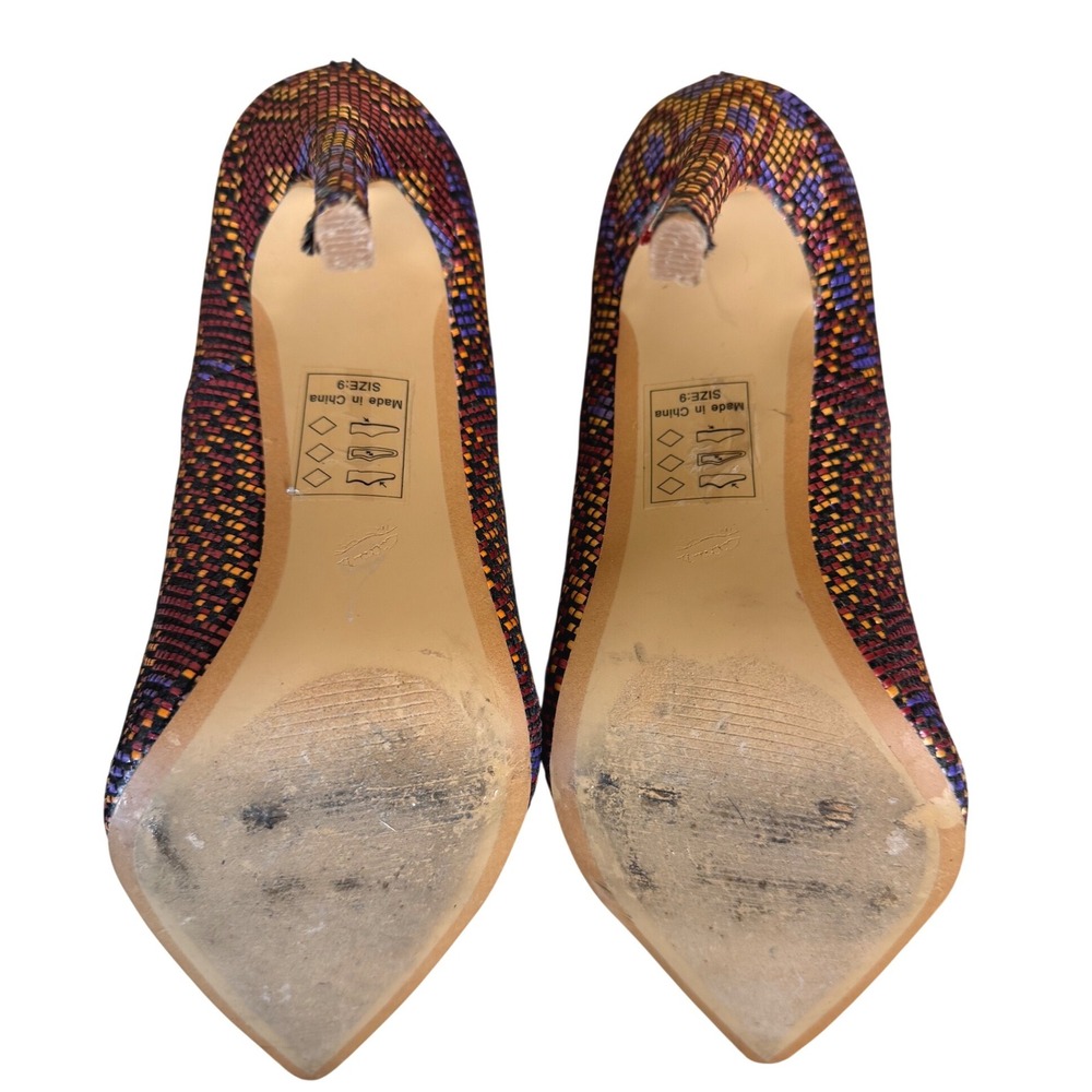 Shoe‎ Republic LA Multi Color Woven Chevron Pointed Toe Stiletto Pumps Size 9 - Picture 6 of 8